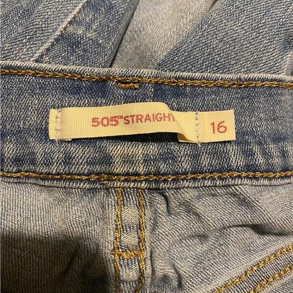 Levi’s505 Straight Jeans Women’s Size 16 Blue Light Wash Denim Stretch MidRise - Picture 2 of 16